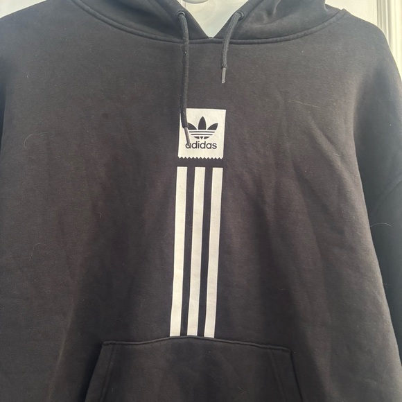 ADIDAS Trefoil Vertical 3-Stripe Pullover Hoodie Black Size M - Picture 3 of 5